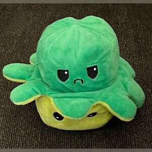 Teeturtle Reversible Octopus Plush Sad and Happy Smile Green Color Toy